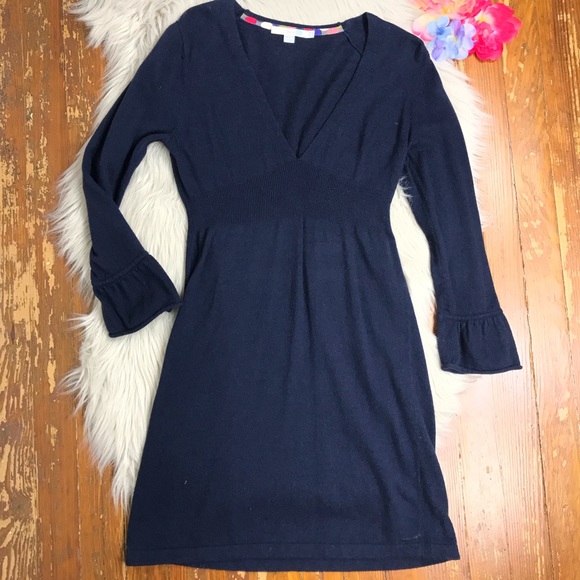 Boden V Neck Blue Sweater Dress - Picture 2 of 6